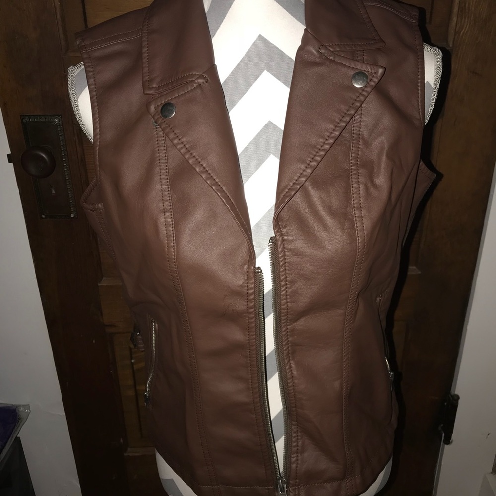 Brown leather vest